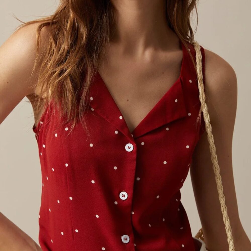 Rihoas Button-Up Polka Dot Tank